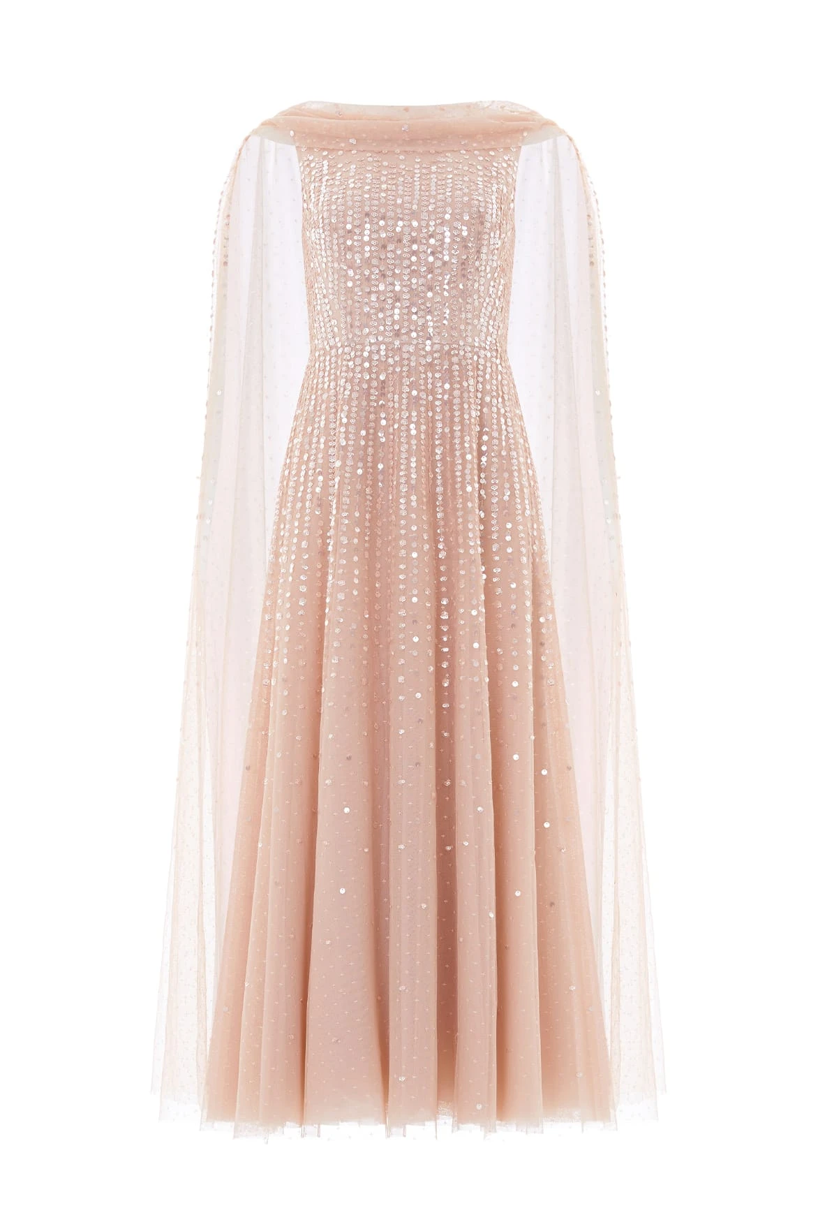 Needle & Thread Moonlight Sequin Ankle Gown in Biscuit - Dresses - British Luxury Evening Wear at Luxury Shoes Needle and Thread Moonlight Sequin Ankle Gown in Biscuit