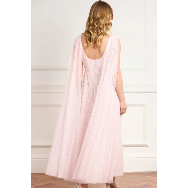 Needle and Thread Moonlight Sequin Ankle Gown in Shell, view 5