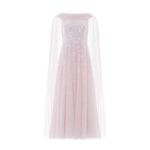 Needle and Thread Moonlight Sequin Ankle Gown in Shell