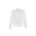 Needle and Thread Pussy Bow Blouse in Chalk