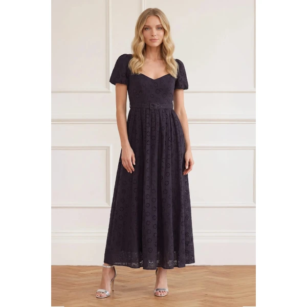 Needle and Thread Romilly Cotton Broderie Ankle Gown in Jet Black, view 2