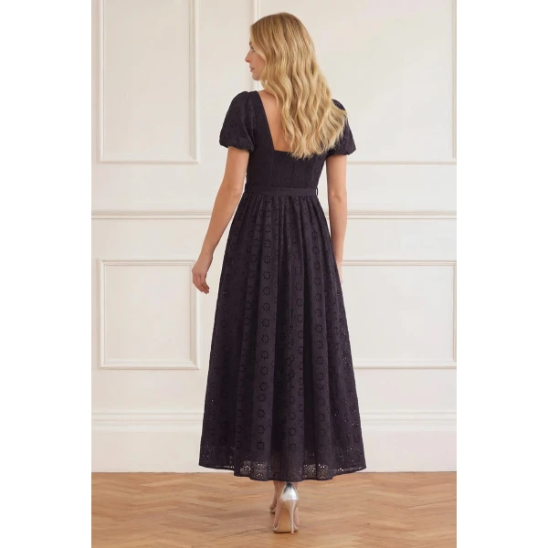 Needle and Thread Romilly Cotton Broderie Ankle Gown in Jet Black, view 4