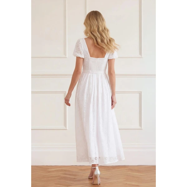 Needle and Thread Romilly Cotton Broderie Ankle Gown in Optic White, view 4