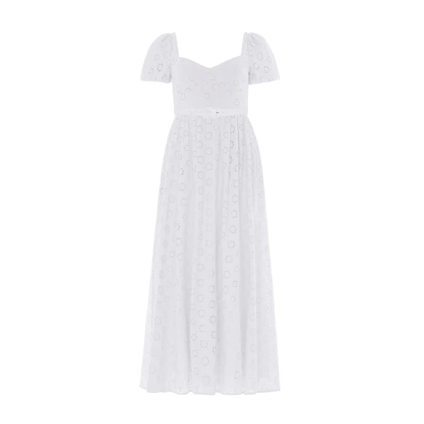 Needle and Thread Romilly Cotton Broderie Ankle Gown in Optic White