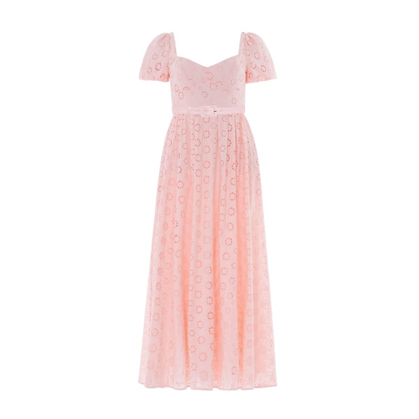 Needle and Thread Romilly Cotton Broderie Ankle Gown in Pale Pink/White