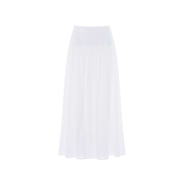 Needle and Thread Romilly Cotton Broderie Ankle Skirt in Optic White