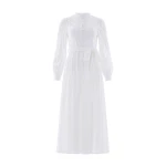 Needle and Thread Romilly Cotton Broderie Long Sleeve Shirt Dress in Optic White
