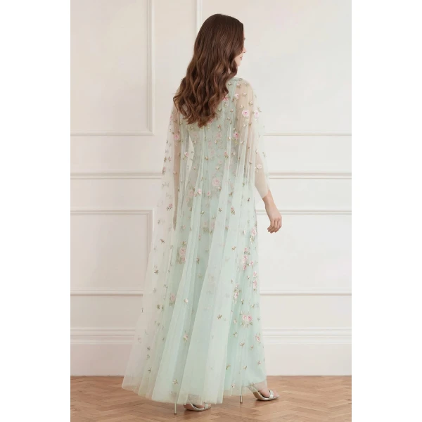 Needle and Thread Rose Bloom Cape Gown in Sea Mist, view 6