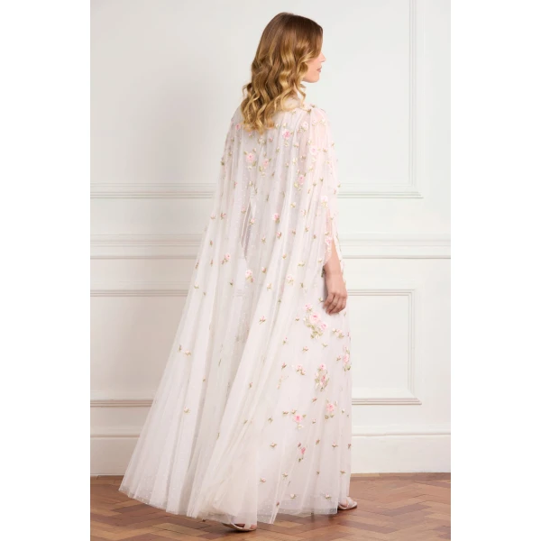 Needle and Thread Rose Bloom Cape Gown in Swan White, view 5