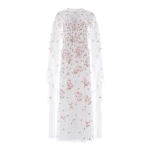 Needle and Thread Rose Bloom Cape Gown in Swan White