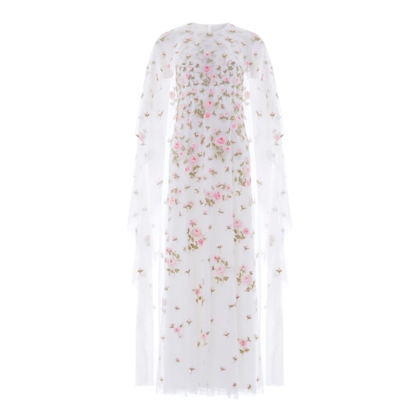 Needle and Thread Rose Bloom Cape Gown in Swan White
