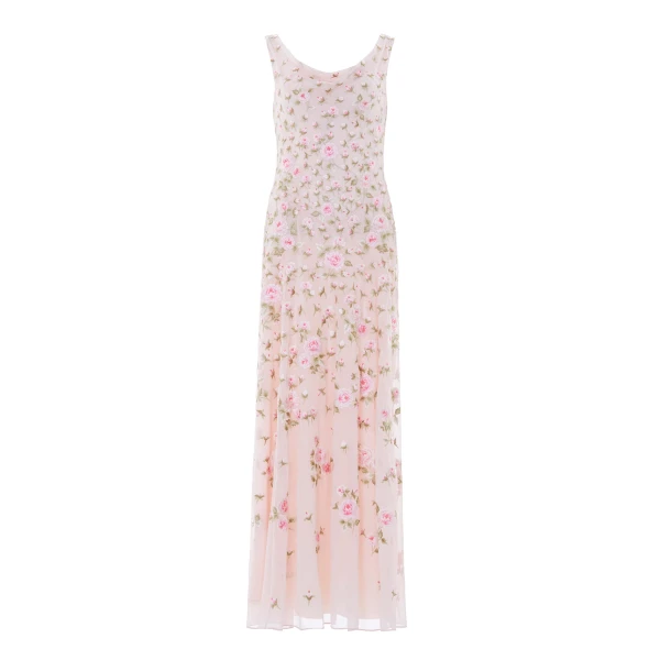 Needle and Thread Rose Bloom Georgette Gown in Shell