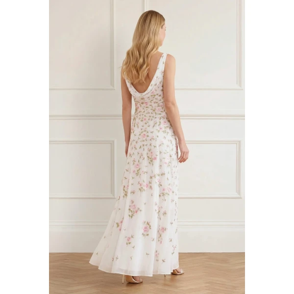 Needle and Thread Rose Bloom Georgette Gown in Swan White, view 4