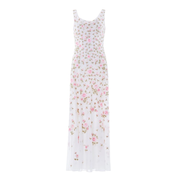 Needle and Thread Rose Bloom Georgette Gown in Swan White