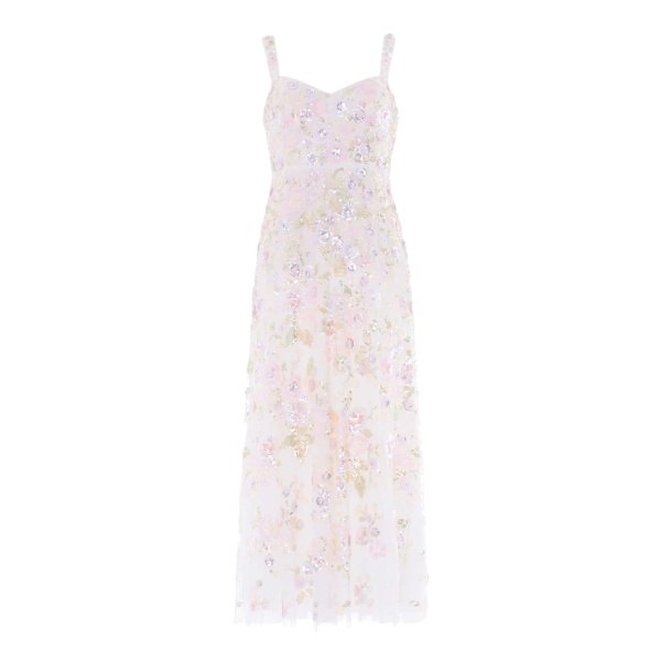 Needle and Thread Sequin Paradise Sweetheart Ankle Gown in Swan White/Multi