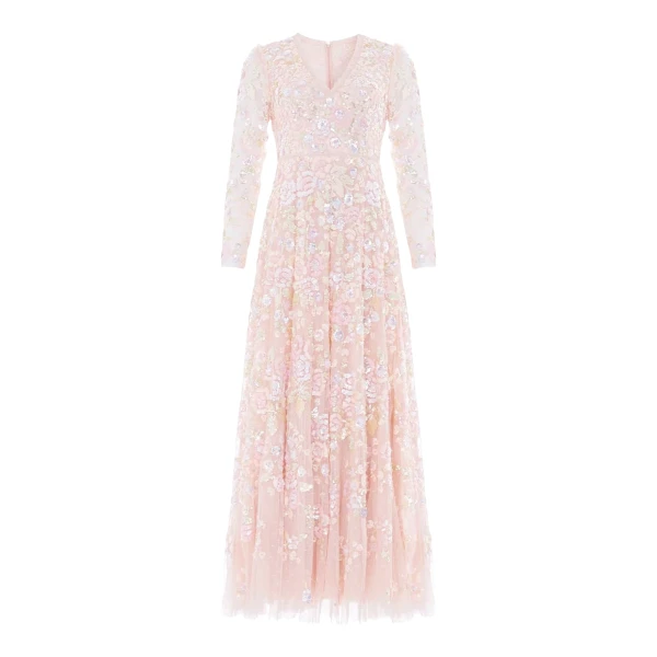 Needle and Thread Sequin Paradise V-Neck Gown in Opal/Multi