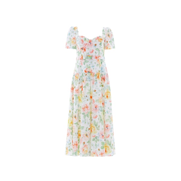 Needle and Thread Sienna Rose Cotton Ballerina Dress in Optic White