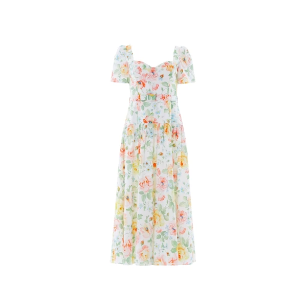 Needle and Thread Sienna Rose Cotton Ballerina Dress in Optic White
