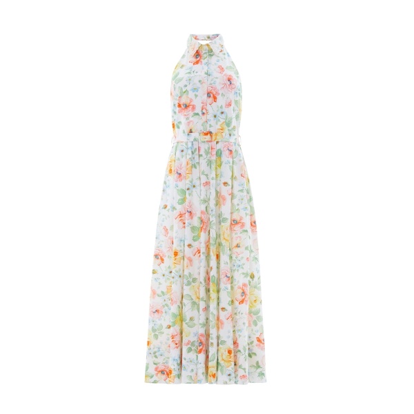 Needle and Thread Sienna Rose Cotton Halter Ankle Gown in Optic White