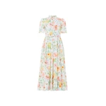 Needle and Thread Sienna Rose Cotton Short Sleeve Ballerina Dress in Optic White