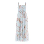 Needle and Thread Summer’s Rose Chiffon Smocked Cami Ankle Gown in Aqua