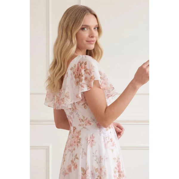 Needle and Thread Summer’s Rose Georgette Ankle Gown in White, view 5