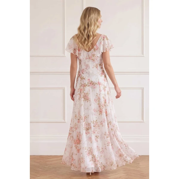 Needle and Thread Summer’s Rose Georgette Ankle Gown in White, view 6