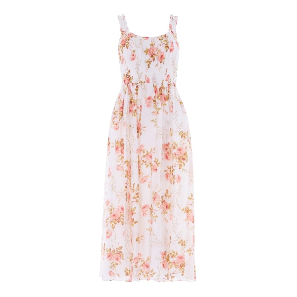 Needle and Thread Summer’s Rose Shirred Ankle Gown in White