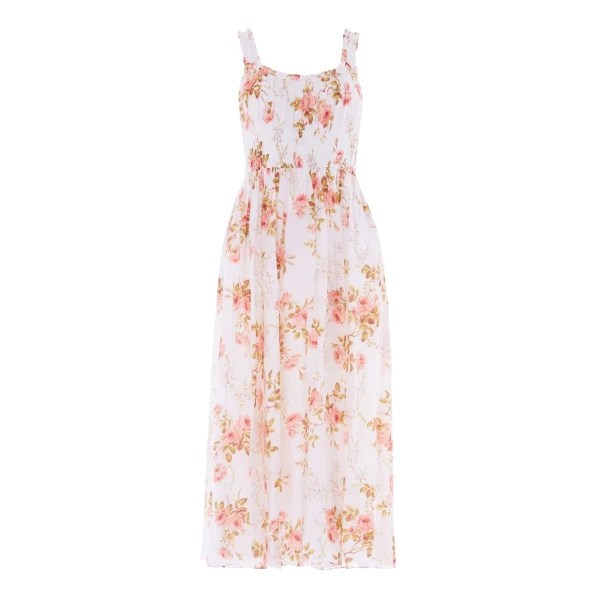 Needle and Thread Summer’s Rose Shirred Ankle Gown in White