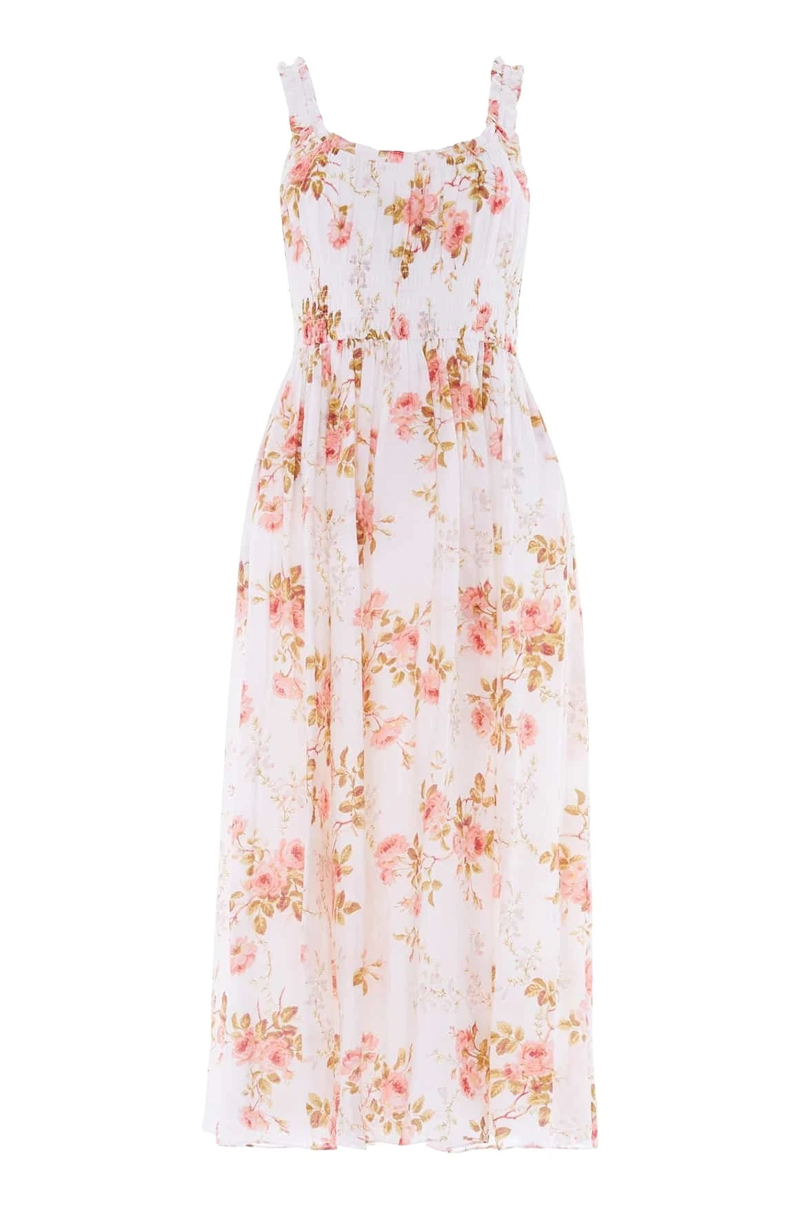 Needle-Thread-Summers-Rose-Shirred-Ankle-Gown-in-White-Coveti49837_nobg Needle and Thread Summer’s Rose Shirred Ankle Gown in White