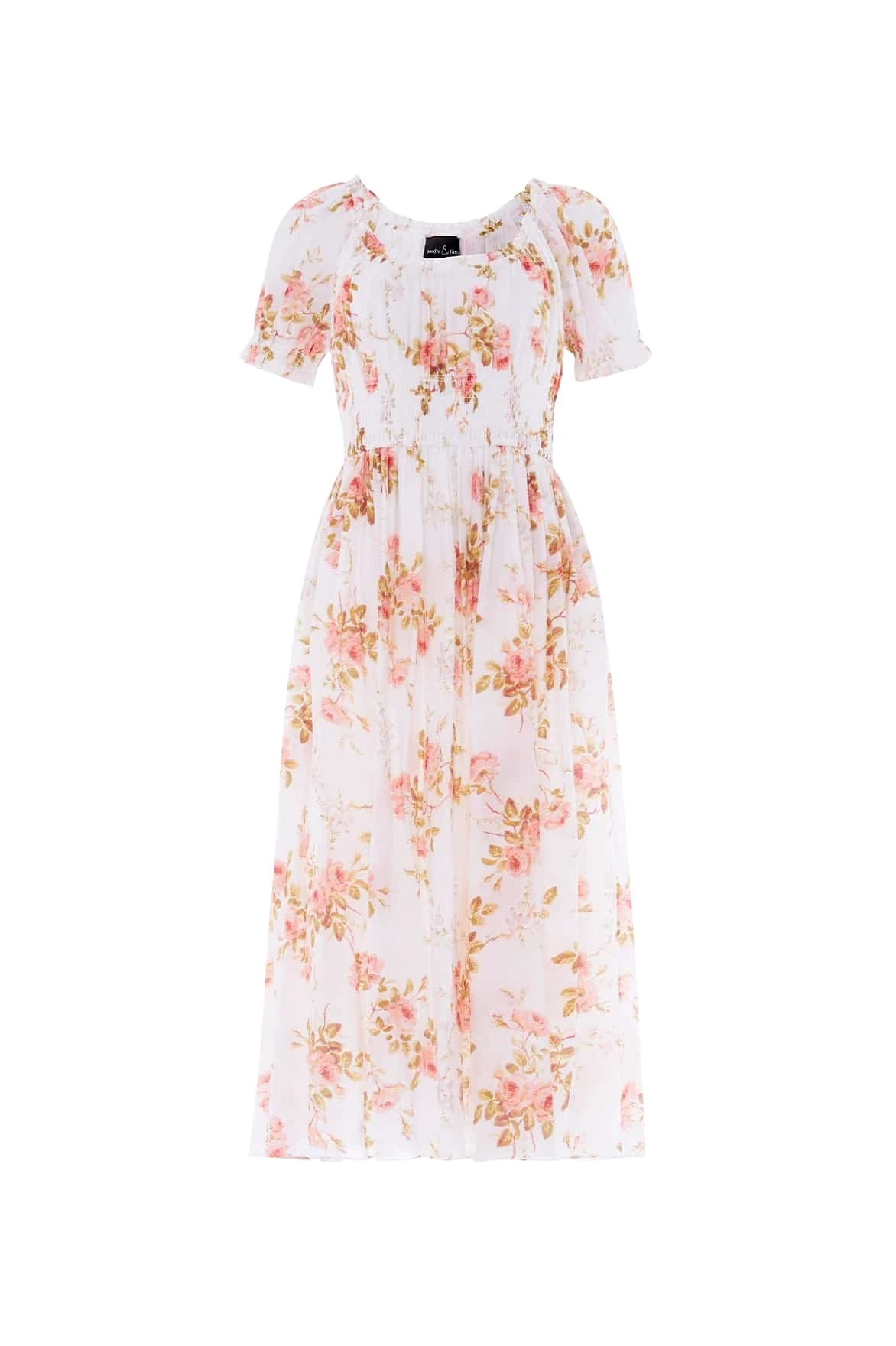 Needle-Thread-Summers-Rose-Shirred-Short-Sleeve-Ballerina-Dress-in-White-Coveti76097_nobg Needle and Thread Summer’s Rose Shirred Short Sleeve Ballerina Dress in White