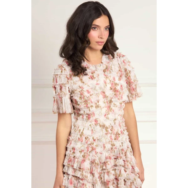 Needle and Thread Summer’s Rose Valentine Ruffle Gown in White, view 3