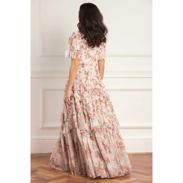 Needle and Thread Summer’s Rose Valentine Ruffle Gown in White, view 5