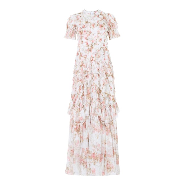 Needle and Thread Summer’s Rose Valentine Ruffle Gown in White
