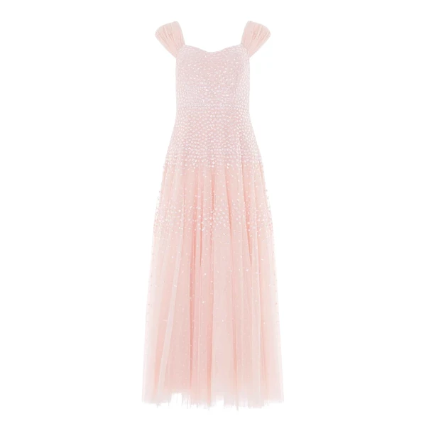 Needle and Thread Sunrise Sequin Sweetheart Ankle Gown in Opal