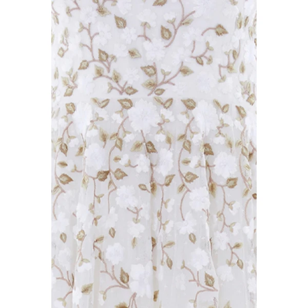 Needle and Thread Trailing Roses Long Sleeve Ankle Gown in Swan/White, view 5