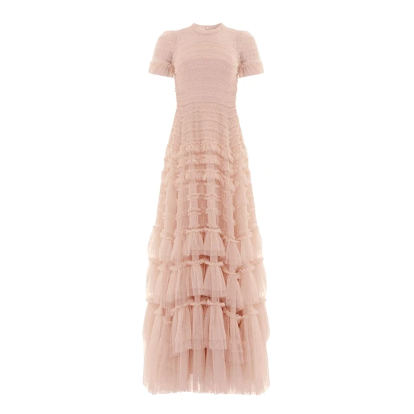 Needle and Thread Valentine Ruffle Gown in Biscuit