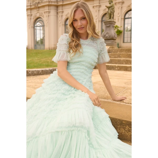 Needle and Thread Valentine Ruffle Gown in Soft Mint, view 2