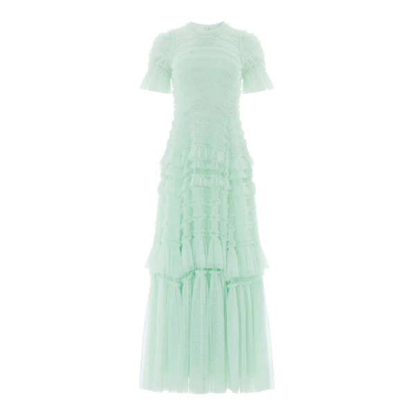 Needle and Thread Valentine Ruffle Gown in Soft Mint