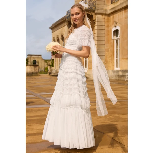 Needle and Thread Valentine Ruffle Gown in Swan White, view 2