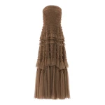 Needle and Thread Valentine Ruffle Strapless Gown in Cocoa