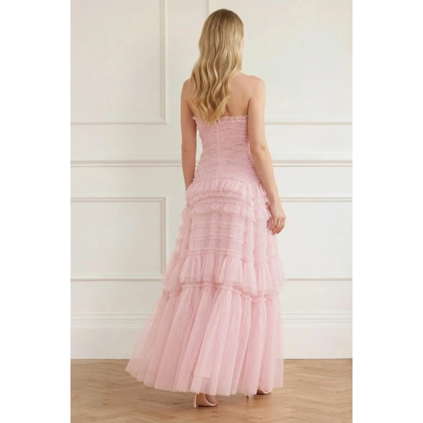 Needle and Thread Valentine Ruffle Strapless Gown in Pink, view 4