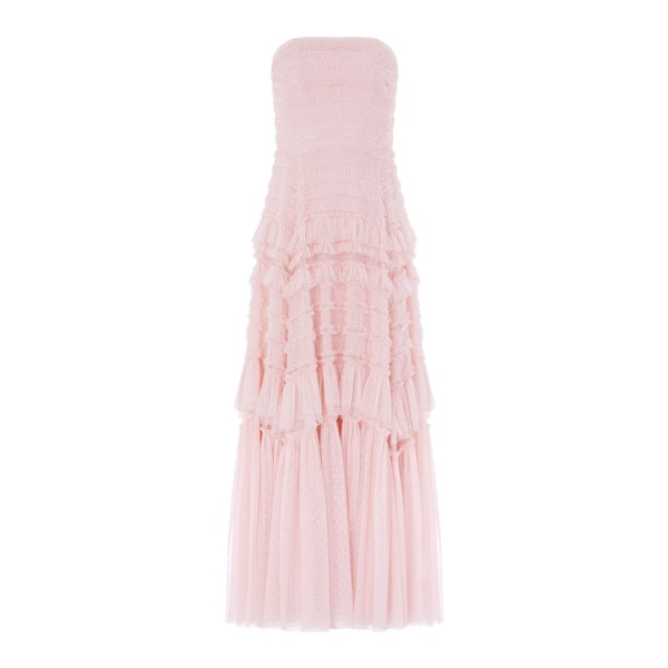 Needle and Thread Valentine Ruffle Strapless Gown in Pink