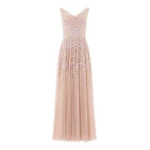 Needle and Thread Versailles Ditsy Cowl Neck Gown in Biscuit/Pale