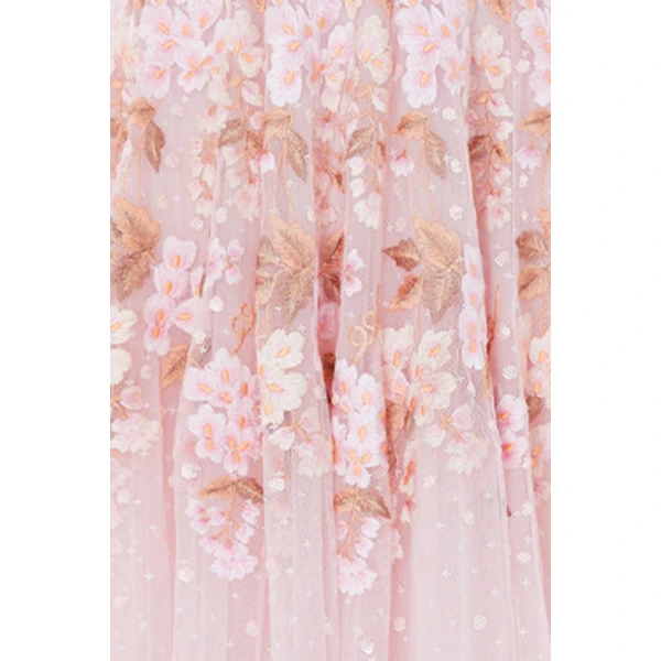 Needle and Thread Wisteria Dot Short Sleeve Ballerina Dress in Shell Pink, view 5
