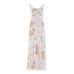 Needle and Thread Wisteria Jacquard Cowl Neck Gown in Optic White/Pink