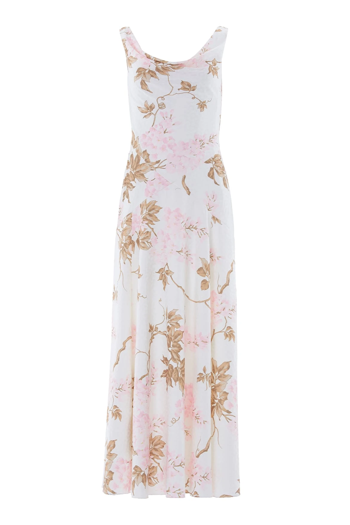 Needle & Thread Wisteria Jacquard Cowl Neck Gown in Optic White/Pink - Dresses - British Luxury Evening Wear at Luxury Shoes Needle and Thread Wisteria Jacquard Cowl Neck Gown in Optic White/Pink