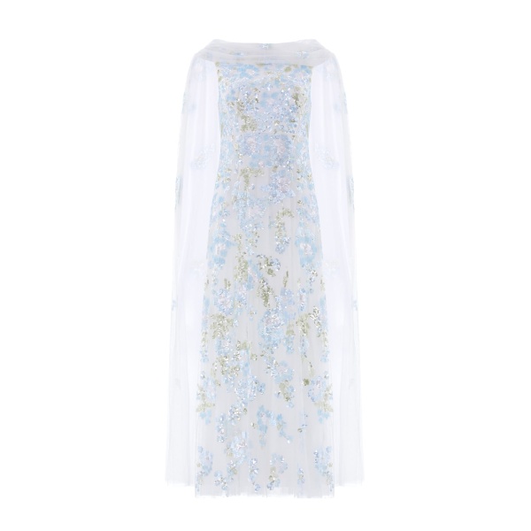 Needle and Thread Wisteria Sequin Ankle Gown in Swan White/Blue