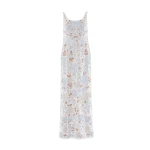 Needle and Thread Wisteria Shimmer Georgette Ankle Gown in Cream/Blue