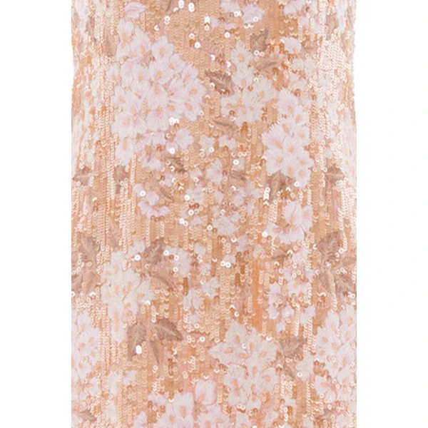 Needle and Thread Wisteria Shimmer Georgette Ankle Gown in Pale Gold/Pink, view 5